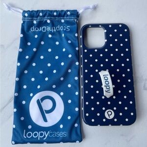 🚫SOLD…Loopy case iPhone 12 /12 Pro Navy Polka Dot